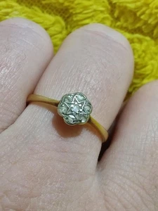 VICTORIAN 18CT YELLOW GOLD & DIAMOND DAISY FLOWER RING ANTIQUE C1890 - Picture 1 of 11