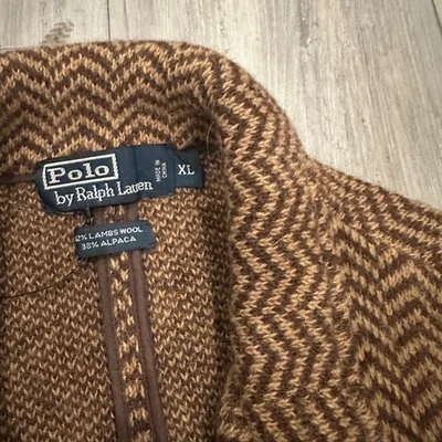 POLO by RALPH LAUREN women 's Wool Alpaca Coat Jacket XL  Herringbine Brown  - Image 1 of 4