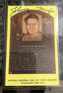 Johnny Mize Autographed HOF Plaque  - Picture 1 of 1