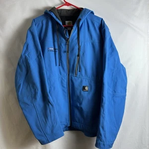 Carhartt Soft Shell Water Resistant Jacket Hood J251 Mens L Dow Mei 7 Million Bl - Picture 1 of 10