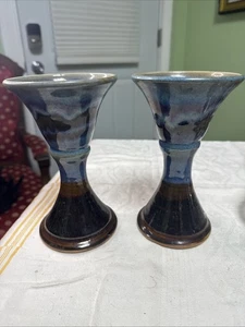 Winegar Studio Pottery Indiana coppia di porta calice votivi abbinati - Foto 1 di 9