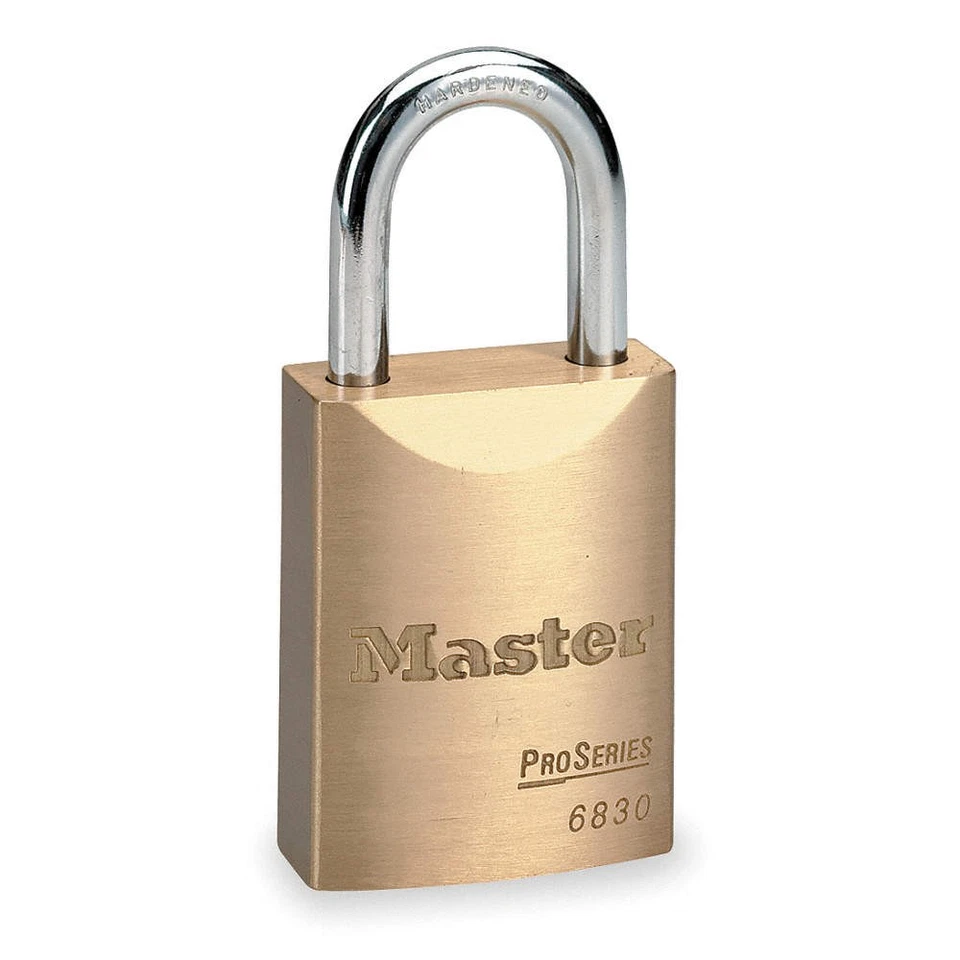 MASTER LOCK 6830 Keyed Padlock, 25/32 in,Rectangle,Gold 4RD85 - Image 1 of 1