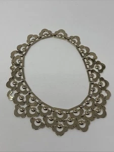 Monet Celini Gold Tone Scalloped Edge Bib Necklace. 1952 - Picture 1 of 11