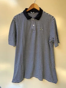 Vintage Chemise Lacoste Polo Shirt Short Sleeve Size 24 (L) Blue White Striped - Picture 1 of 10