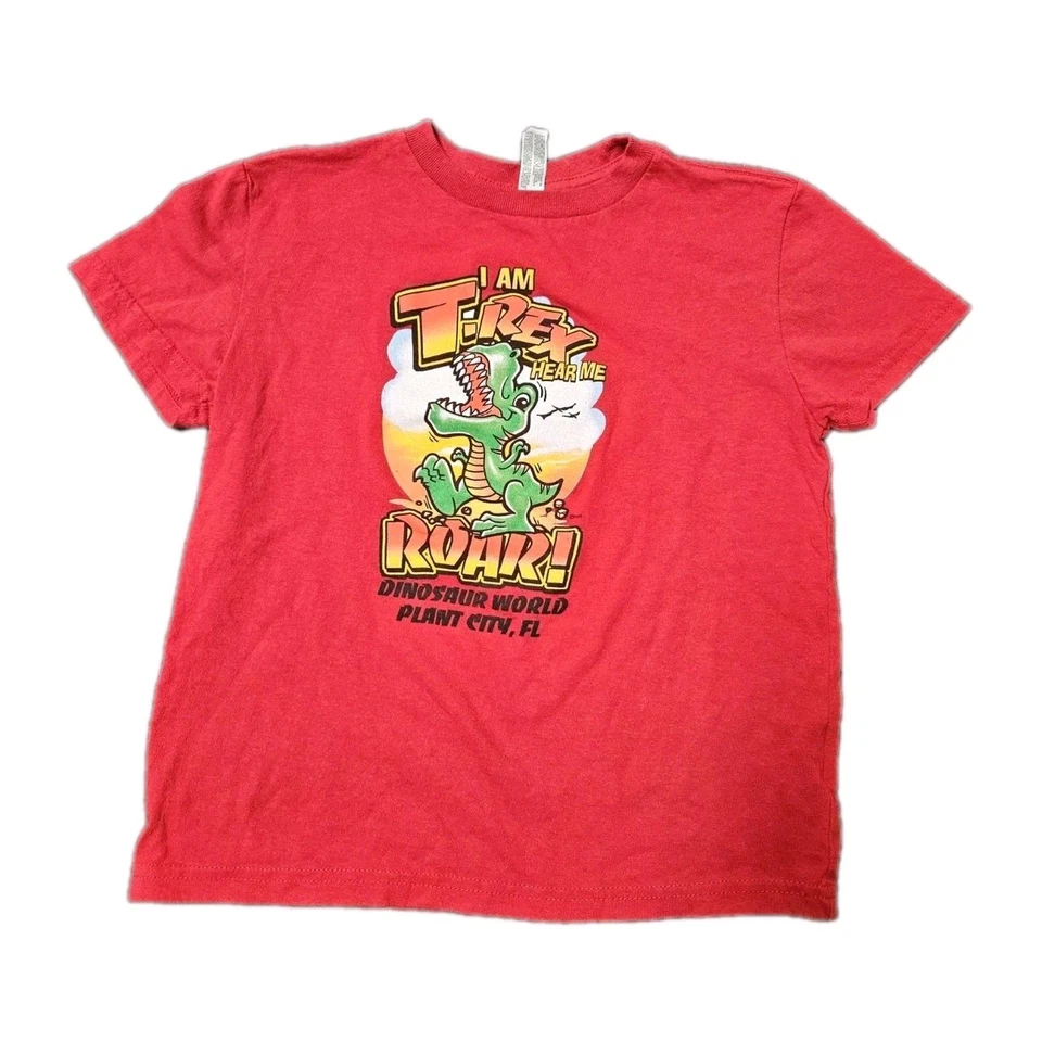 Camiseta Dinosaur World Plant City FL Niños Talla 7 I Am T-Rex Hear Me Roar Camiseta Roja Foto 1 de 4