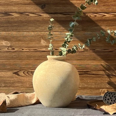 Jarrón de cerámica rústica, floreros beige de granja de 7,87 pulgadas para sala de estar y... Foto 1 de 4
