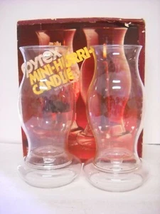 New Set of 2 Pyrex Mini-Hurri-Candle, Hurricane Glass Globes with Bases, No.2112 - Picture 1 of 9