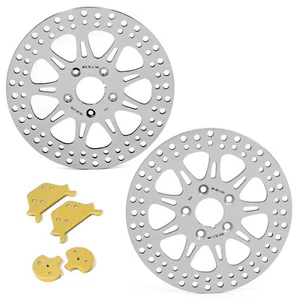 Polished 11.5" Front Rear Brake Rotors Pads for Harley Dyna FXDL Softail 87-99 - Picture 1 of 14