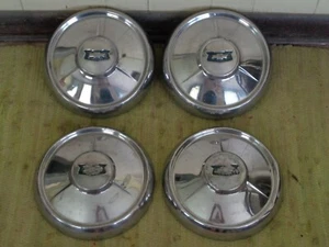 1954 Chevrolet Dog Dish Hubcaps 10 1/2" Set of 4 Chevy 54 Hub Caps - Picture 1 of 6
