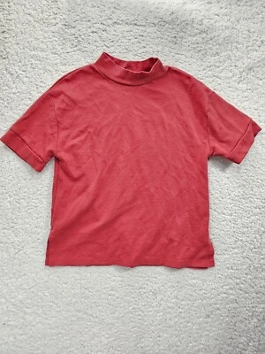 Zara Red Knit Short Sleeve Mock Neck Side Slits Sweater Shirt Size L - Image 1 of 4