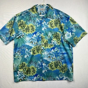 Camisa Third Rail Hawaiana Botón Tropical Floral Azul Verde Para Hombres Malla Grande De Colección - Imagen 1 de 11