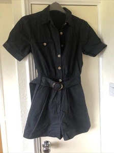 Traje de Juego para Damas Talla 10 Negro Poliéster Pantalones Cortos Cinturón Cierre con Botón Por Booho - Imagen 1 de 6