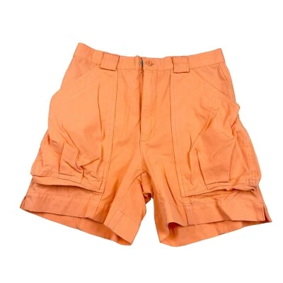 Pantalones Cortos Columbia Para Hombre Frente Plano Carga 100% Algodón Naranja Neón • Talla 30 Foto 1 de 4