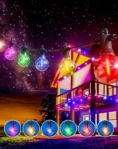 Zuske 15M Christmas Lights Outdoor, Colored Outdoor Garden Lights with 25 G40 - Picture 1 of 8