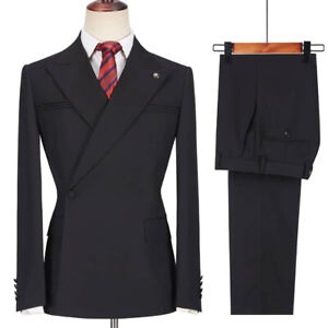 New Arrival Men Suits Double Breasted Wedding Groom Tuxedo Slim Fit 2 Pieces