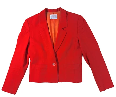 Pendleton 100% Virgin Wool Crop Blazer Jacket Womens Size 6 PETITE 1 Button Red - Image 1 of 4