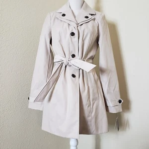 Kenneth Cole New York NY Womens STONE biege Trench Coat Belted Lined NEW (M | L) - Picture 1 of 10