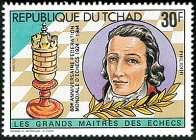 Chad 1983 Perf. Masters of Chess 60 Aniversario/Sobrecarga Negro Completo N° 1022 Foto 1 de 4