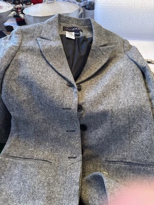 J.G. Jaqueta blazer Hook Petite 4P cinza mistura de lã tweed vintage Y2K - Imagem 1 de 4