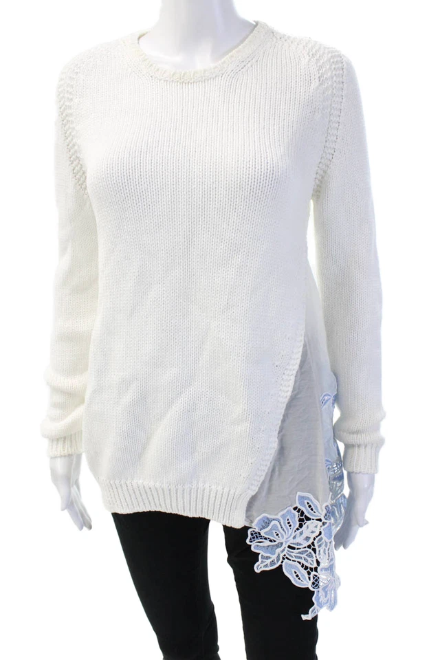 Pullover Mujer Nº21 Blanco 100% Algodón Cuello Redondo Manga Larga Floral Talla S Foto 1 de 4