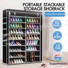 70 Pair 10 Tier Shoe Rack Stackable Storage Organizer Stand Shelf Holder Cabinet
