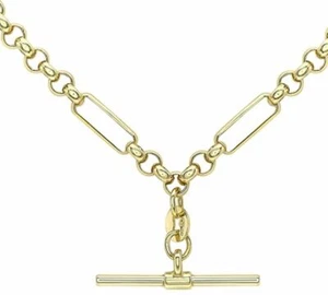 9ct Yellow Gold Belcher Figaro T.Bar Necklace 18" - 7.00G - Picture 1 of 5