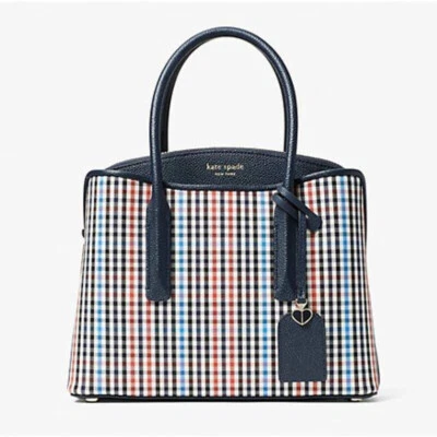 Kate Spade Margaux Medium Satchel Blue Plaid Crossbody Bag PXR00441 - Image 1 of 3