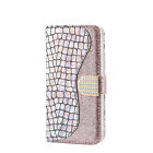 Glitter Bling Splice Leather Flip Wallet Phone Case For Iphone Samsung Huawei