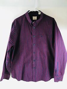 DOCKERS Button Down Shirt Men's Size Large Blue Maroon Plaid Check Long Sleeve
