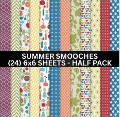 Stampin Up SUMMER SMOOCHES Designer Series Paper DSP - Half Pack (24) 6x6 Shts - Image 1 of 3