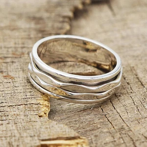 925 Sterling Silver Anxiety Spinner Ring Fidget & Meditation Perfect Thumb Ring - Picture 1 of 5