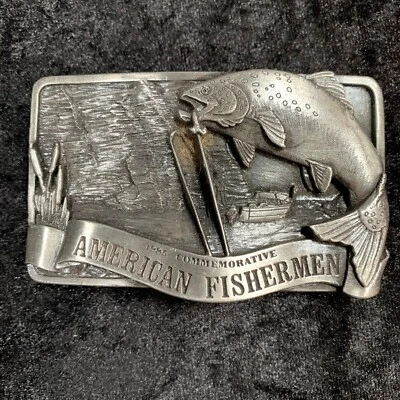 Vtg Fishermen Belt Buckle #494 of 5000 Arroyo Grande American 1985 Commemorative - Image 1 of 4