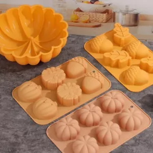 Leaves Nuts Pattern Halloween Pumpkin Cake Mold Silicone Baking Mold Harvest - Picture 1 of 16