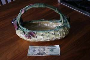 Roseville Handle Basket Centerpiece Bowl with Grapes - Picture 1 of 9