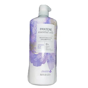 NEW Pantene Essential Oils Moisturizing Shampoo Lavender Oil & Basil, 38.2 fl oz - Picture 1 of 7