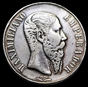 Moneda de Plata Maximiliano Maximiliano 1866 México Mo 1 Un Peso 0,903 # 1160 - Imagen 1 de 2