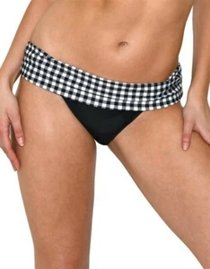 FLIRTELLE LADIES BLACK GINGHAM FOLD OVER BIKINI BOTTOMS BRIEFS ~ BNWT *RRP £25 - Picture 1 of 1