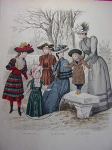 61 / Incisione di Moda " Di La Moda Parigi 1891 " . Grande 36x26 - Picture 1 of 3
