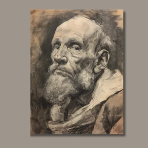 Traurige Kohlezeichnung des Mannes in Trauer - DRUCK - 8,5" x 11" - Bild 1 von 1