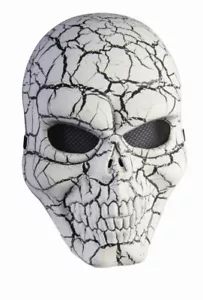 White and Black Cracked Skull Adult Face Mask - Picture 1 of 1