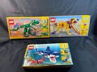 Lego Creator Lot Of 3, 31088 Deep Sea Creatures, 31112 Wild Lion, 31058 Dinosaur