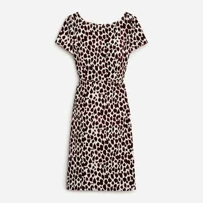 J.CREW NWT $128 V-Back Lined Dress in Giraffe Printed Bi-Stretch Cotton Size 4 - Image 1 of 4