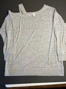 Chicos Zenergy Marmoriert Grau Schulterfrei Pullover Gr. Damen 2 (12/14) Plus - Bild 1 von 6