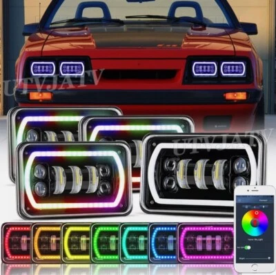 Faros LED RGB H4 Halo DRL para Buick Regal 1982-1987 4 piezas 4x6" haz alto/bajo Foto 1 de 4