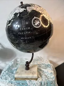 NUOVO World Pieces GLOBO nero e argento metallizzato con BASE IN MARMO alta 17" - Foto 1 di 3