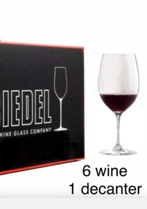 BRAND NEW Riedel Vinum 6 Cabernet Wine Glasses & 1 Decanter - Never Used - Picture 1 of 10