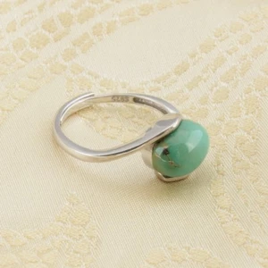 Natural Gemstone 100% Genuine Turquoise Sterling Silver 925 Adjustable Ring - Picture 1 of 3