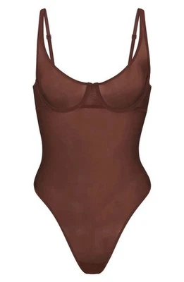 SKIMS Ultra Fine Mesh Underwire Bodysuit Mahogany XXS - Image 1 of 4