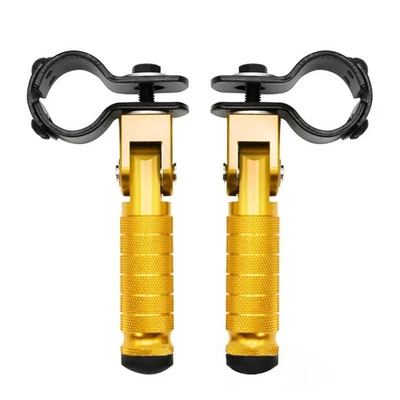 2x Gold Motorcycle Folding Rear Footpeg Kit Footrests Foot Peg Pedals 30mm-32mm - Image 1 of 4