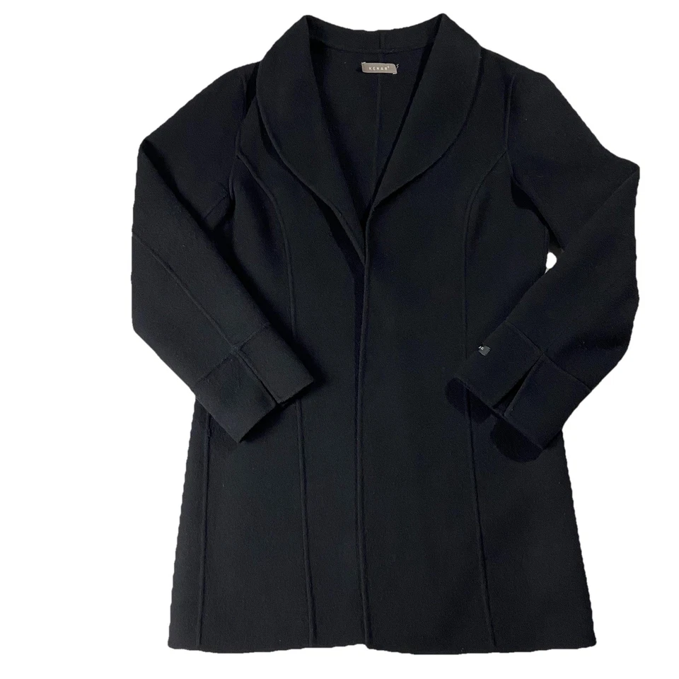 Kenar 100% Boiled Wool Long Sleeve Open Cardigan Coat Black Women’s L Minimal - Image 1 of 4